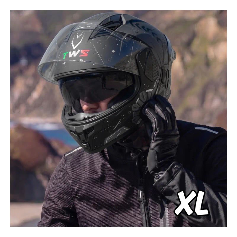 CASCO PARA MOTO TWS MOD WLT-167 GRIS MATE TALLA XL