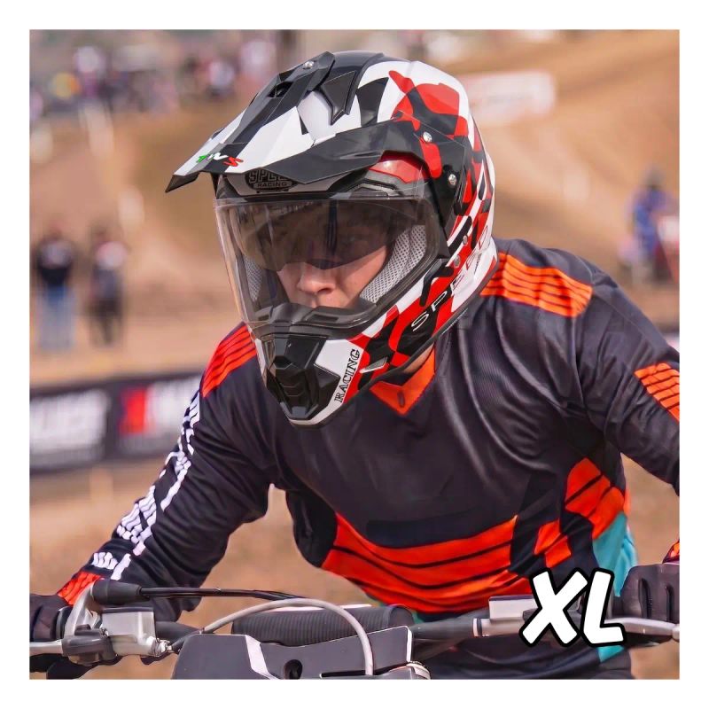 CASCO PARA MOTO TWS TIPO CROSS CON VISERA MOD WLT-129 BLANCO TALLA XL