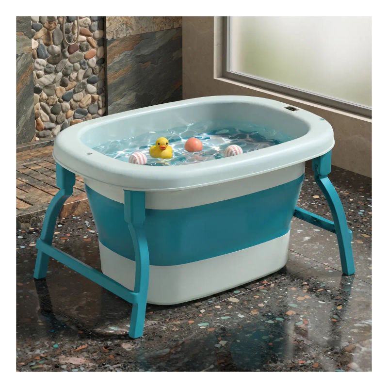 TINA PLEGABLE PARA BEBE CON TERMOMETRO AZUL