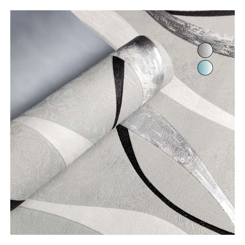 PAPEL TAPIZ 70CM X 3 M SOFT DEEP EMBOSSED ONDAS PLATEADAS