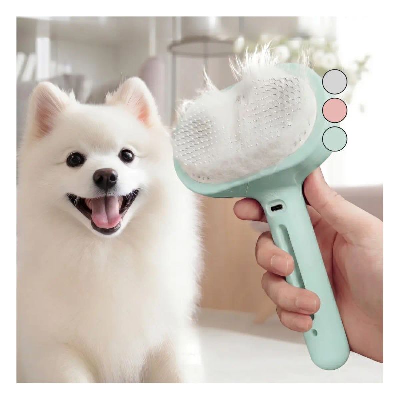 CEPILLO PET SPRAY MASAJEADOR PARA MASCOTAS VERDE