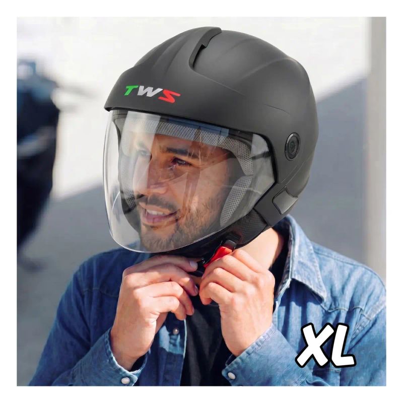 CASCO PARA MOTO TWS ABIERTO MOD WLT-215 NEGRO MATE TALLA XL