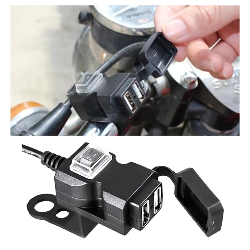 ADAPTADOR CARGADOR DOBLE USB PARA MOTOS 9 - 24V