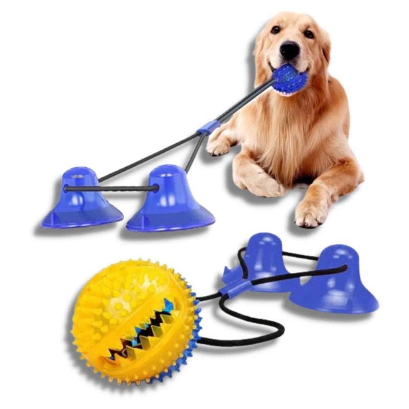 JUGUETE PARA PERRO DOBLE VENTOSA Y CASCABEL