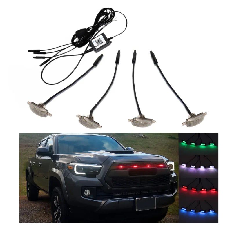 TIRA LED FRONTAL PARA CARRO 4 FOCOS RGB CON APP