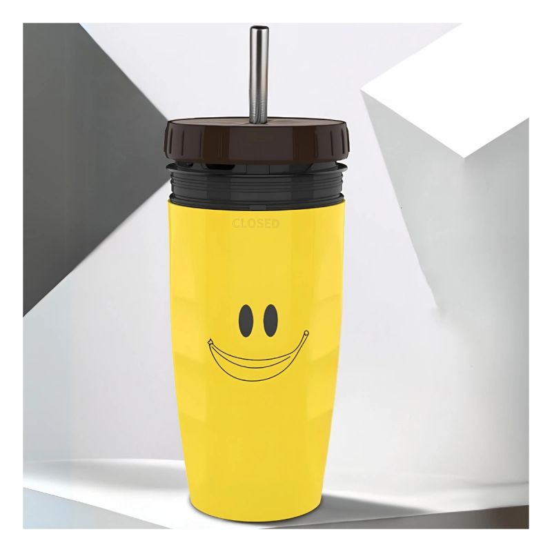 VASO AUTOSELLANTE CON PAJILLA METAL 300ML