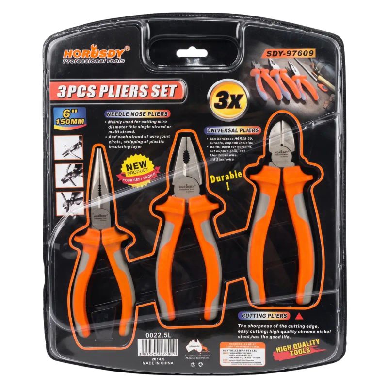 SET DE 3 ALICATE PINZA PIQUETA 6p SDY-97609