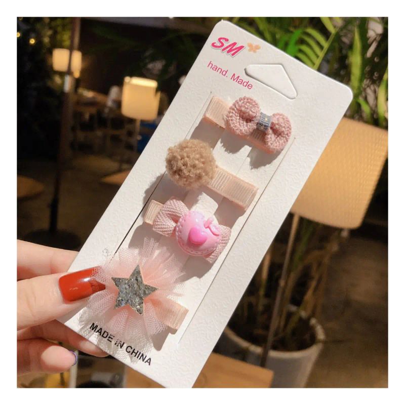PRENSITAS GANCHITOS CLIP PARA EL CABELLO SET 4 UNID BOTON