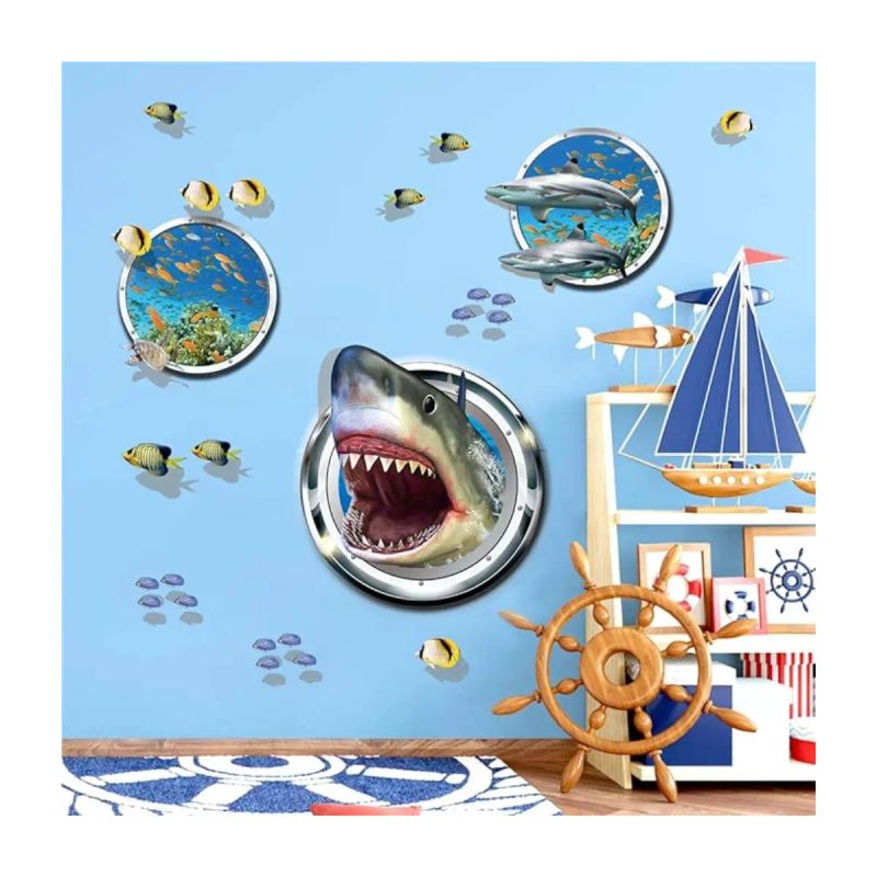 STICKER PARA PARED MOD VARIOS TIBURONES 115*57 CM