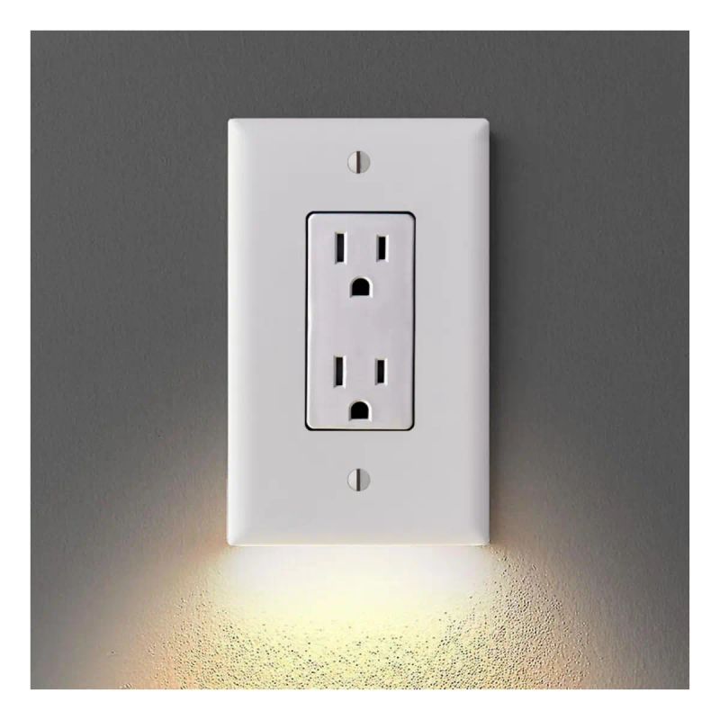 TAPA TOMACORRIENTE C/SENSOR Y LED BLANCO CUADRADO