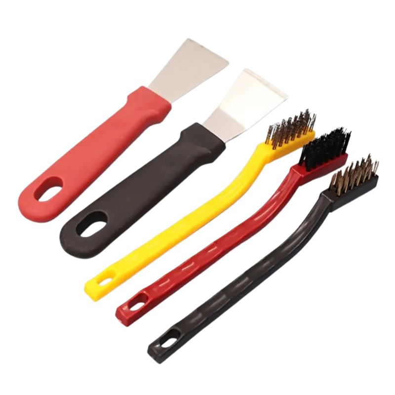 CEPILLOS CERDAS DURAS Y ESPATULAS PARA LIMPIEZA SET 5 EN 1