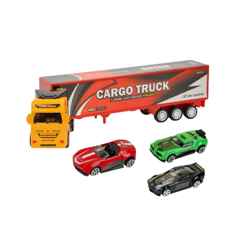 JUGUETE CAMION Y CARRITOS CARGO TRUCK 4 PZA