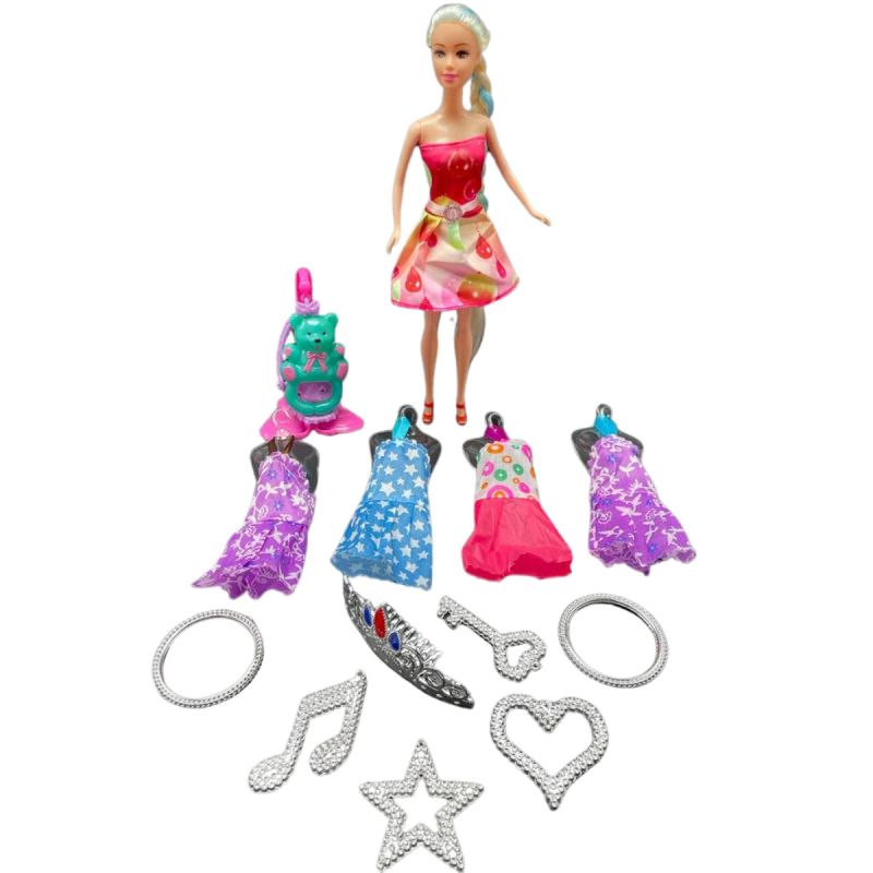 JUGUETE MUÑECA CON VESTIDOS Y ACCESORIOS PARA NIÑAS GIRL FASHION
