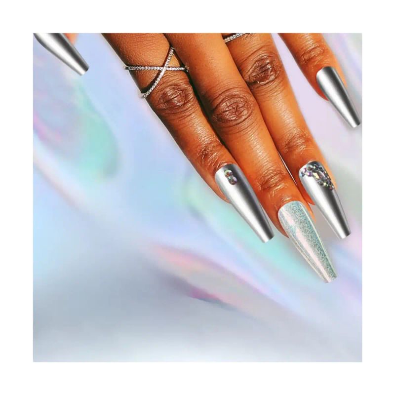 SET DE UÑAS 30 U GOMA Y STICK PLATEADO/METAL (6936505140719)