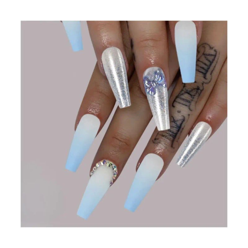 SET DE UÑAS 30 U GOMA Y STICK CELESTE/PIEDRA/BRILL (6936505103028)