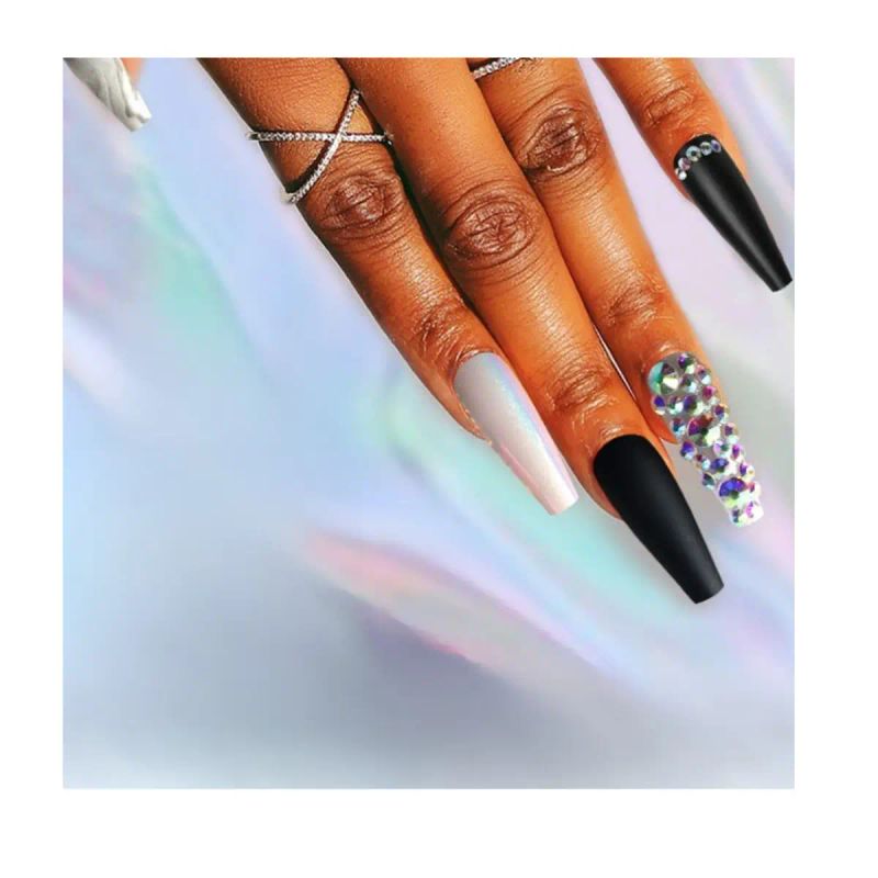 SET DE UÑAS 30 U GOMA Y STICK METAL/NEGRA/MARMOL (6936505103004)