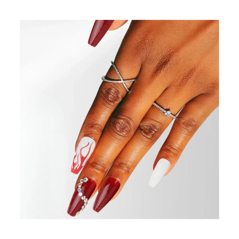 SET DE UÑAS 30 U GOMA Y STICK BLANCA/ROJO FUEGO (6936505103523)