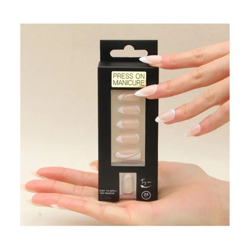 SET DE UÑAS 24 U GOMA Y STICK ROSA PTA BLANCA (6936505108276)