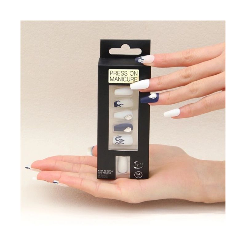 SET DE UÑAS 24 U GOMA Y STICK BLANCO/AZUL/FLAMA (6936505108221)