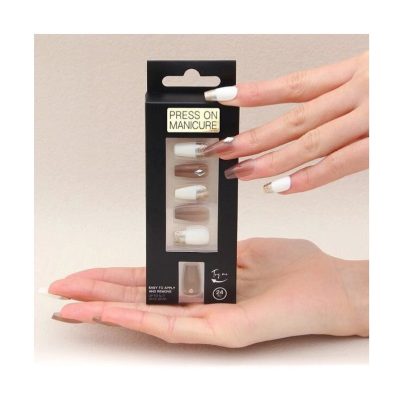SET DE UÑAS 24 U GOMA Y STICK  BLANCO PTA BRILLANTE (6936505108238)
