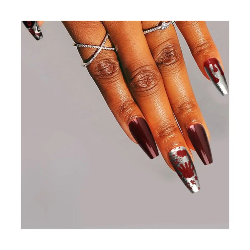 SET DE UÑAS 30 U GOMA Y STICK SANGRE HALLOWEEN (6936505105398)
