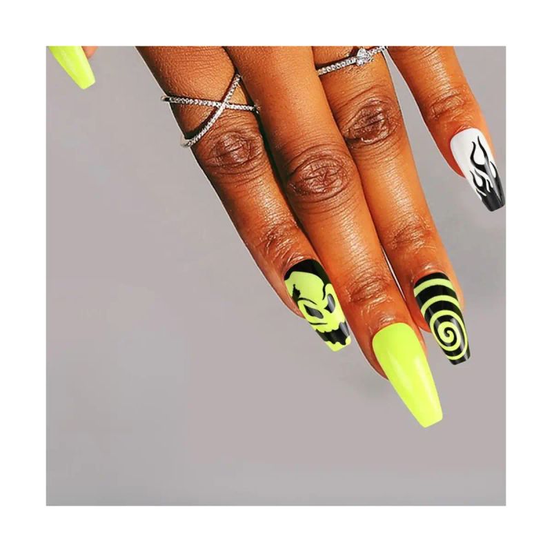 SET DE UÑAS 30 U GOMA Y STICK HALLOW VERDE/BLANCO (6936505105237)