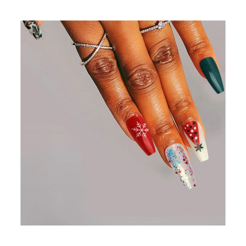 SET DE UÑAS 30 U GOMA Y STICK NAV ROJO/VERD (6936505105282)