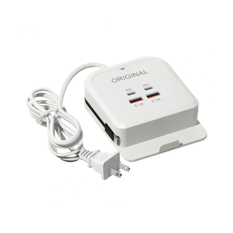 CARGADOR DE MESA 3 TIPO C + 2 USB 110V Y HOLDER