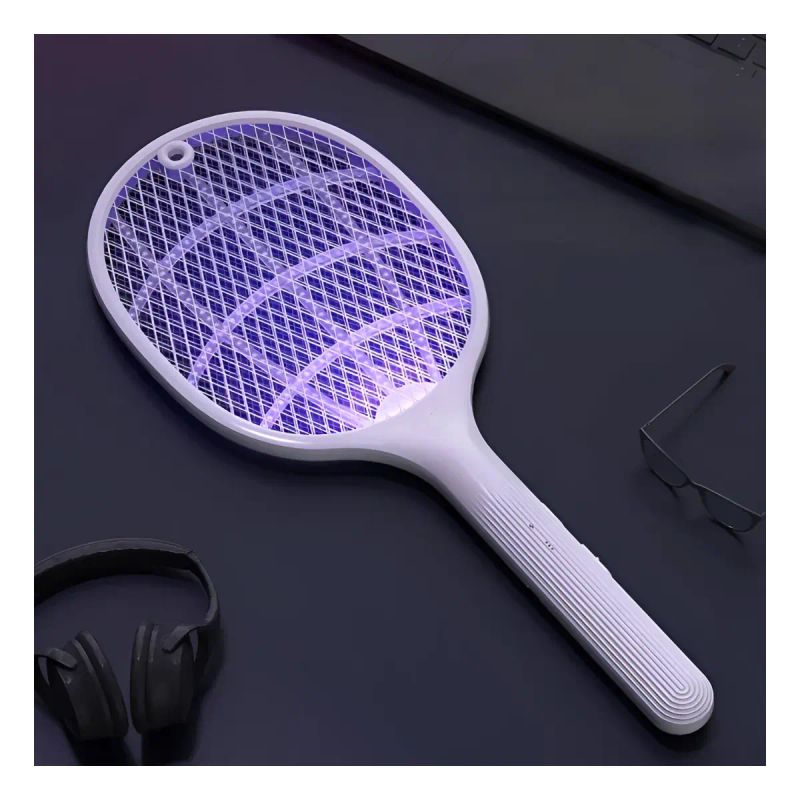 RAQUETA MATA MOSQUITO CON BASE Y LUZ UV