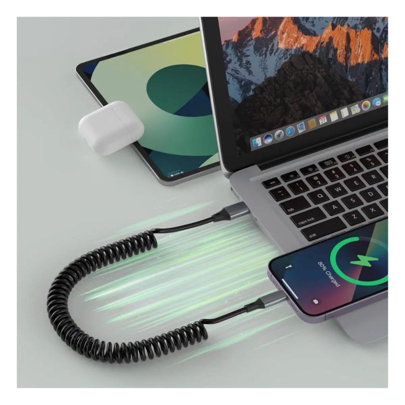 CABLE TIPO iOS EN ESPIRAL 35 - 180 CM