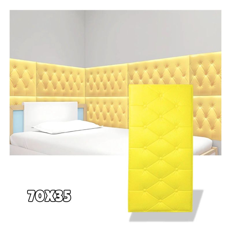 SET DE 5 LAMINAS DE RECUBR. ESPUMA P/PARED TIPO BOTON 70x35 CM