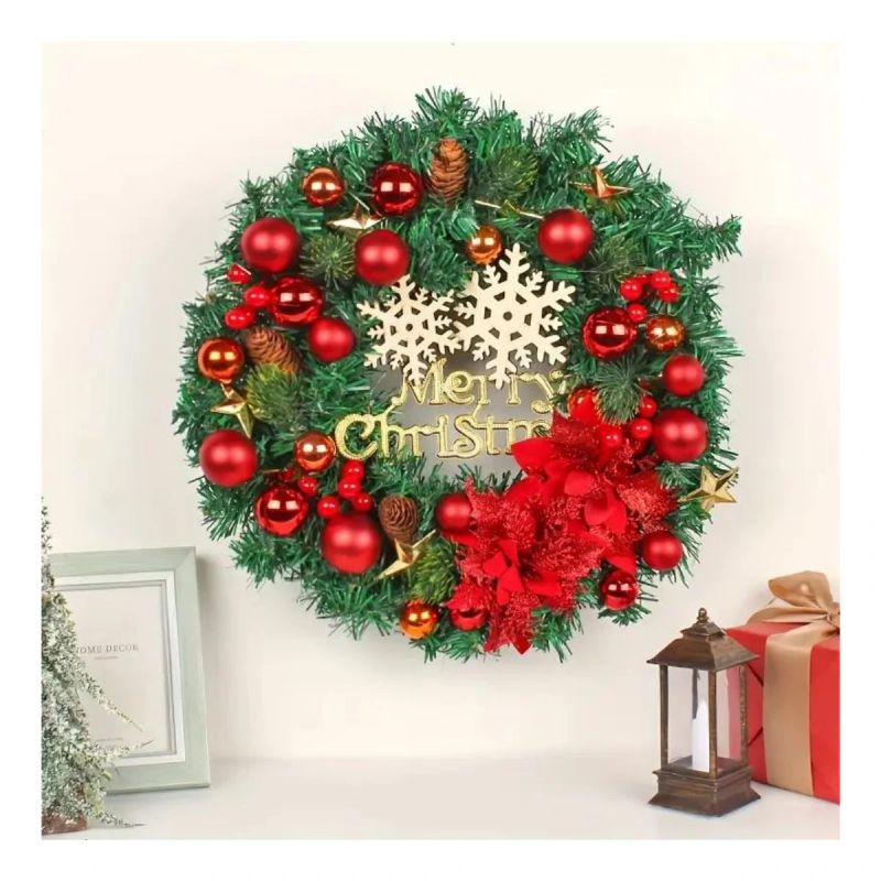 CORONA NAVIDEÑA MERRY CHRIST GRANDE 40 CM DIAM
