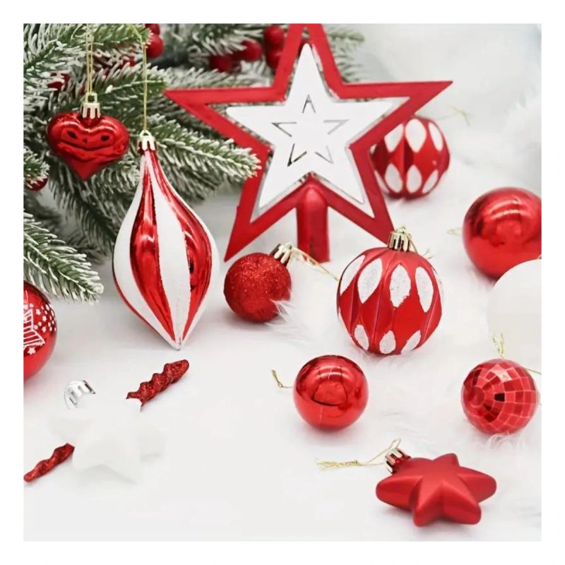 BOLAS DECORACION DE NAVIDAD SET MIXTO CON ESTRELLA