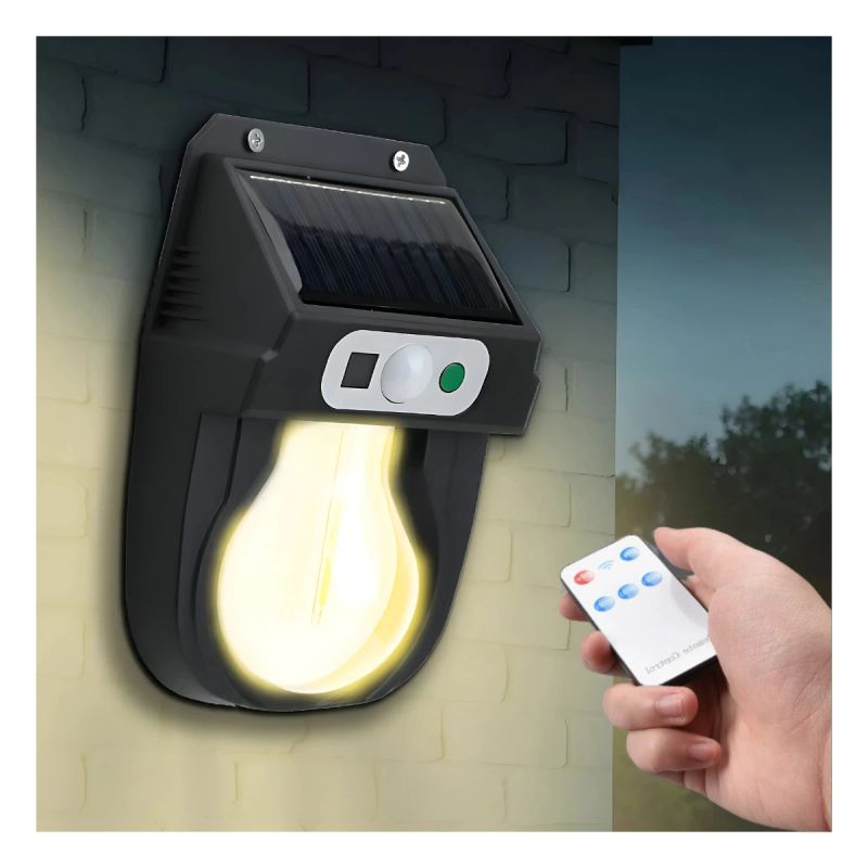 LAMPARA SOLAR DE PARED TIPO BOMBILLO CON CONTROL REMOTO