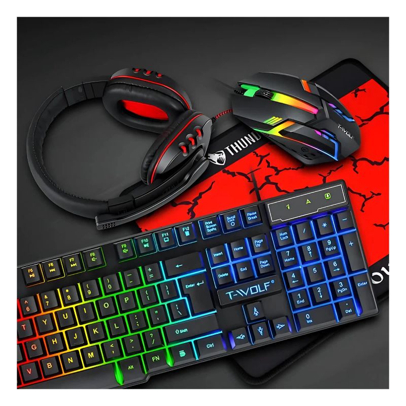 TECLADO MOUSE AUDIFONOS PAD GAMER COMBO 4 EN 1 TF800