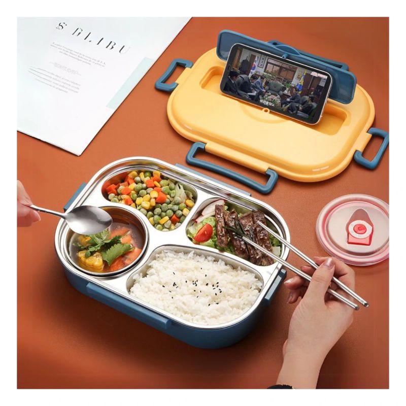 LONCHERA RECTANG. 4 COMP METAL. LUNCH BOX