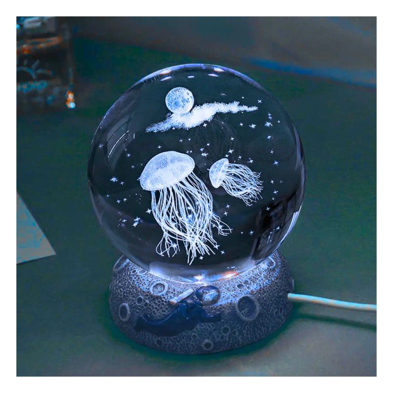 LAMPARA DE MESA ESFERA DE CRISTAL JELLYFISH MEDUSA