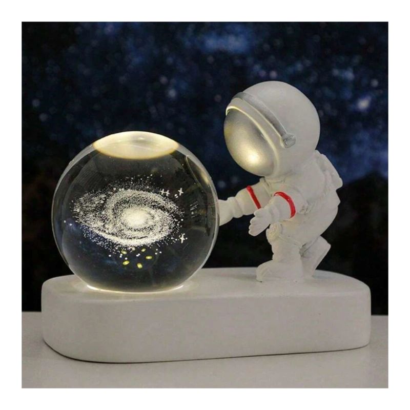 LAMPARA DE MESA ASTRONAUTA CON BOLA CRISTAL GALAXIA