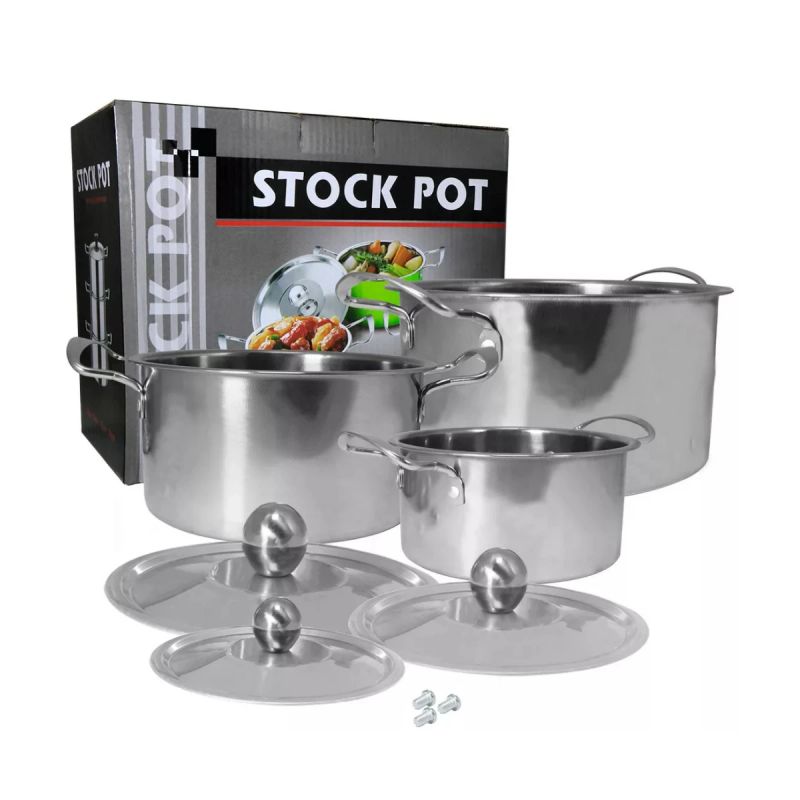 OLLAS STOCK POT SET 3 UNIDADES PLATEADO