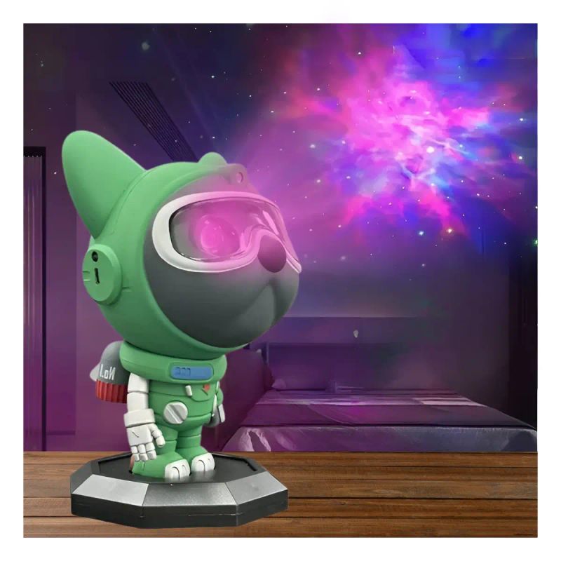 LAMPARA PERRO ASTONAUTA PROYECTOR COLOR VERDE