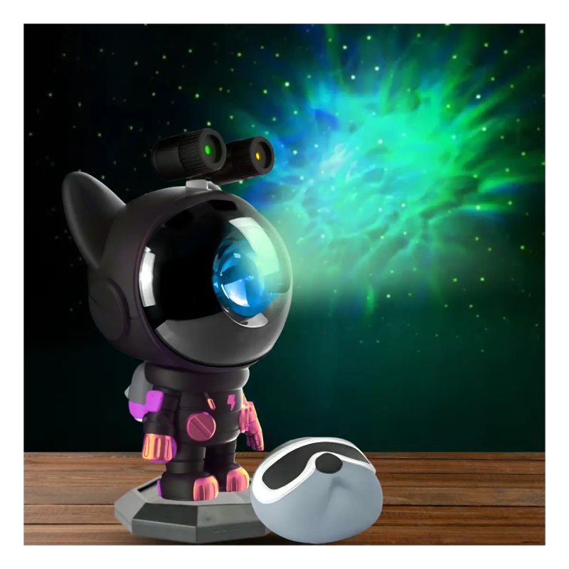 LAMPARA PERRO ASTRONAUTA PROYECTOR COLOR NEGRO