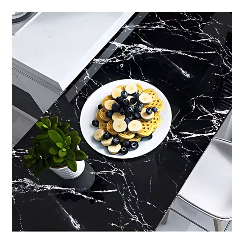 PAPEL TAPIZ 120 CM ANCHO ADHESIVO DECORATIVO NEGRO/BLANCAS GRUESAS