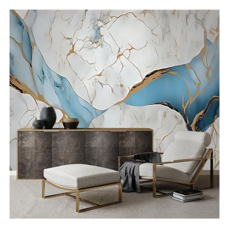 ROLLO PAPEL ADHESIVO TIPO MARMOL TURQUEZA GOLD 60CMX3MTR