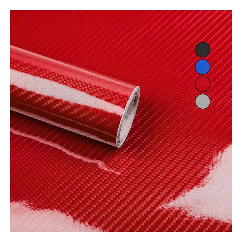 PAPEL ADHES. FIBRA DE CARBON 6D ROLLO 50*152 CM ROJO
