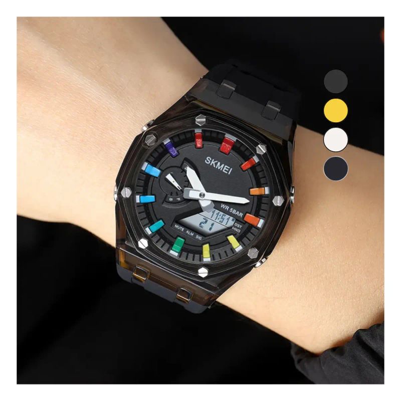 RELOJ CASUAL SKMEI 2100 NEGRO RAINBOW