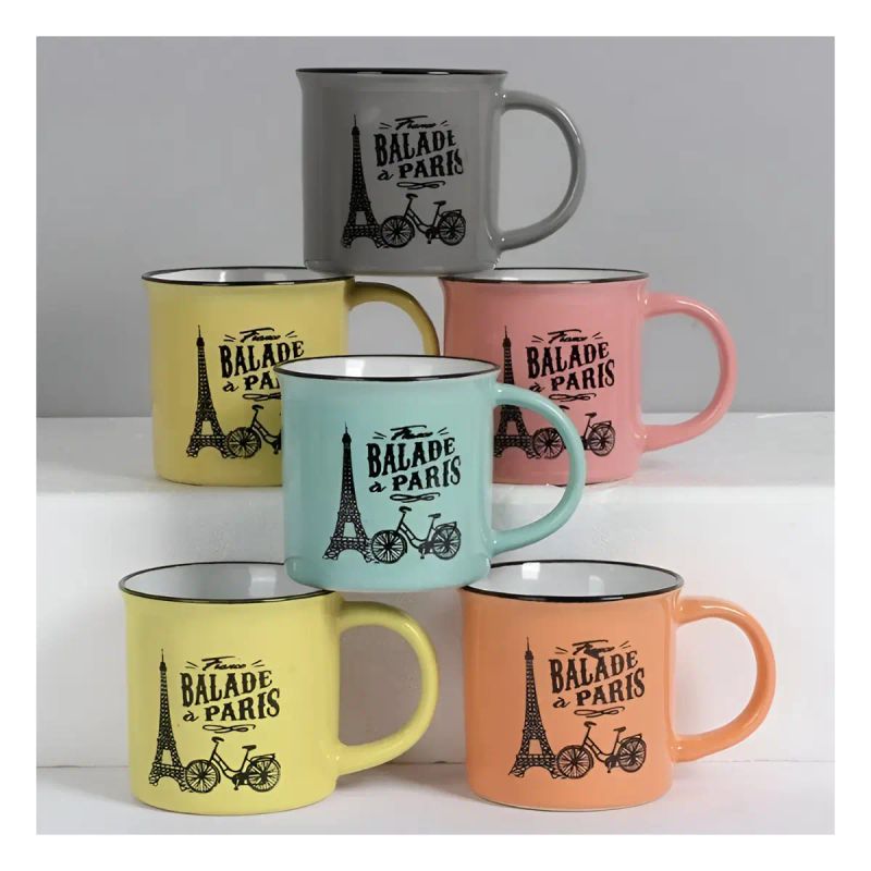 TAZAS DE CERAMICA PARIS VINTAGE SET DE 6