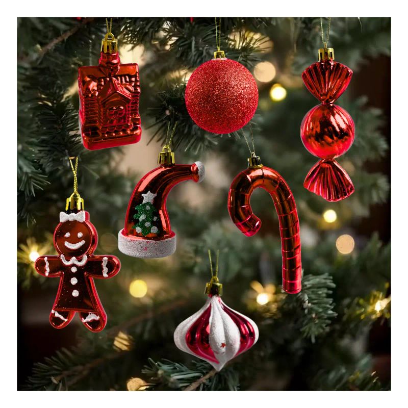 BAMBALINAS DE NAVIDAD SET 13 PZAS BOLAS/CARAMELOS/GALLETAS