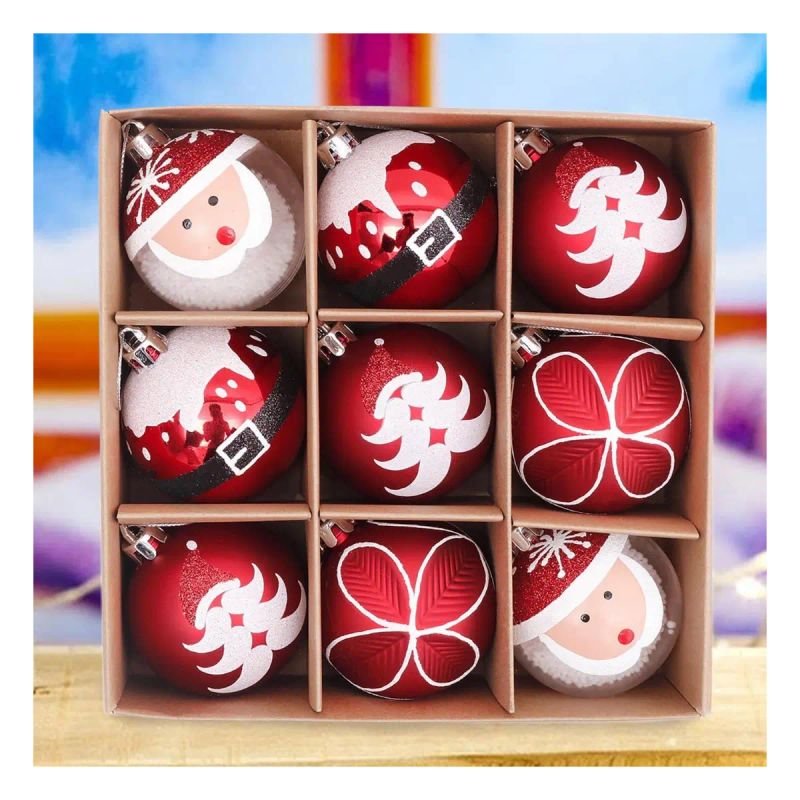 BOLAS NEVADAS DECORACION DE NAVIDAD SET 9 CM