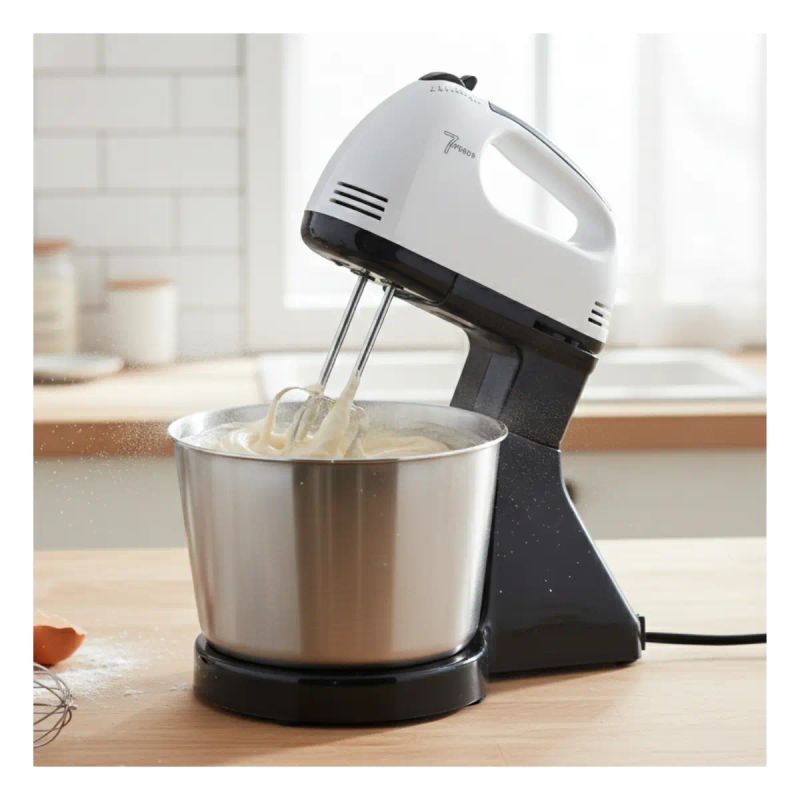 BATIDORA ELECTRICA DE MANO CON BASE Y RECIPIENTE 7 VELC