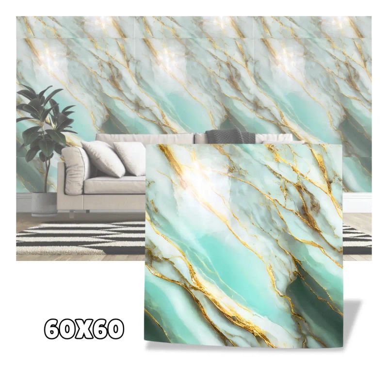 SET DE 10 LAMINAS DE RECUBR. P/PARED COLOR JADE ARABICO 60x60 CM